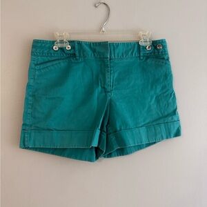 White House Black Market Teal High-Waist Cuffed Shorts